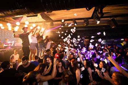 A bar in Poltava filled with party goers